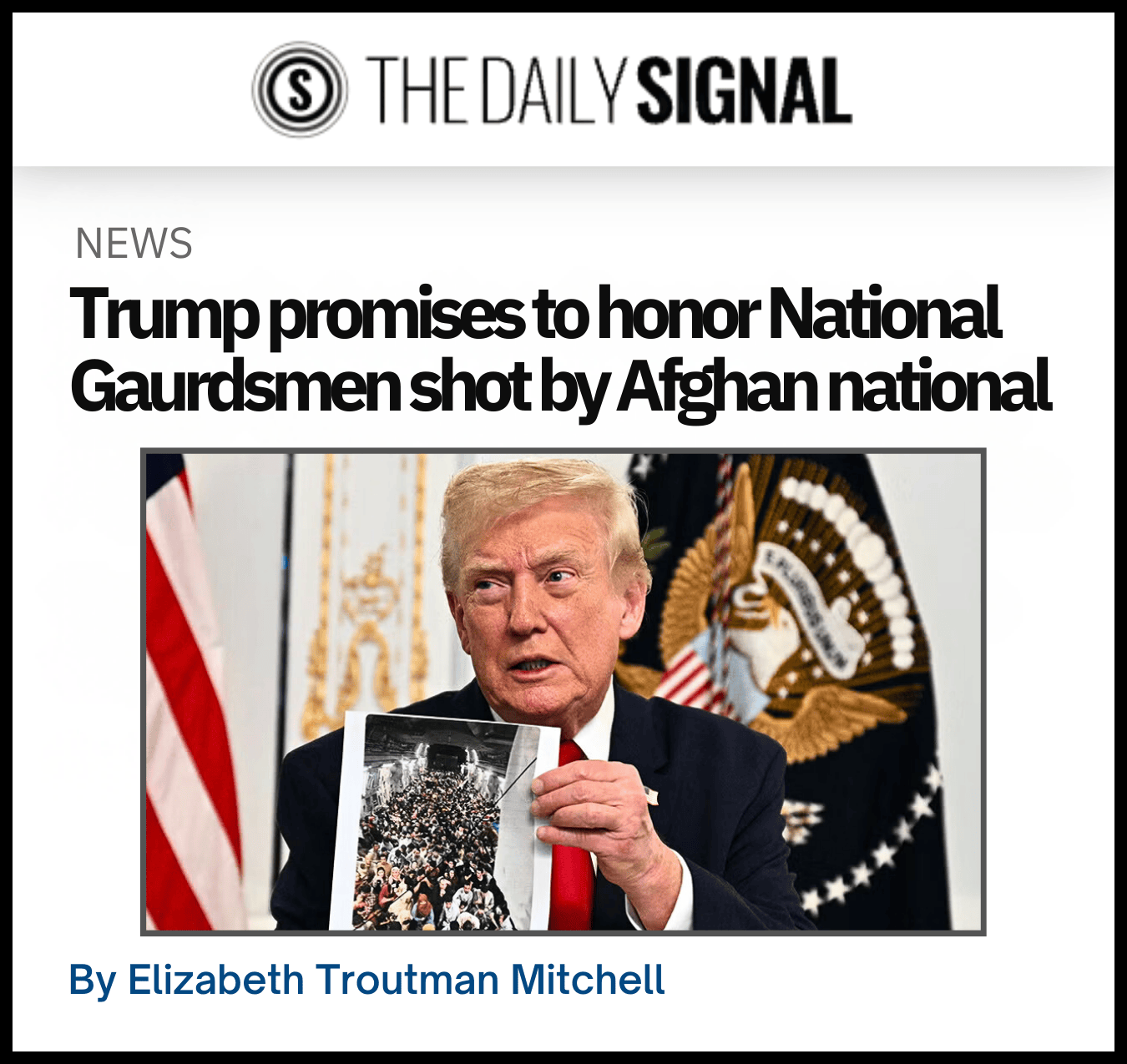 Trump promises to honor National Guardsmen shot by Afghan national
